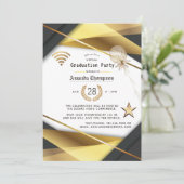 Zwart & Goud virtueel afstudeerfeestcertificaat Kaart (Staand voorkant)