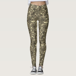 Zwart & Goud Vis Schaal Zeemeermin Leggings Bottom