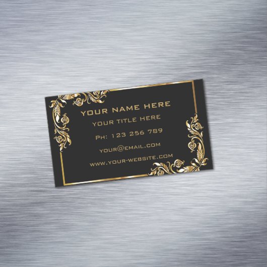 Zwart Goud Visitekaartje Magneet Gouden Lijsten (Voorbeeld)