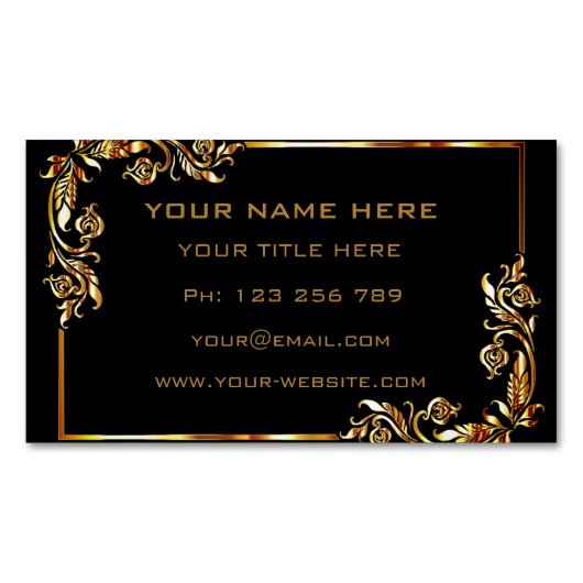 Zwart Goud Visitekaartje Magneet Uw Eigen Ontwerp (Voorkant)