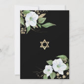 Zwart Goud Vleermuis Mitzvah Script Bloemen Waterv Kaart (Achterkant)