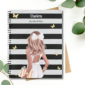 Zwart Goud Vlinder Blond Meisje Wit Jurk Notitieboek