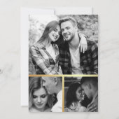 Zwart Goud Vloeibare Inkt Foto Collage Bruiloft Kaart (Achterkant)