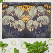 Zwart Goud Vogels Patroon Rustieke Keuken Handdoek (Gevouwen)