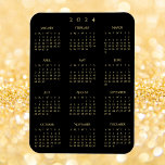 Zwart Goud Volledig Jaar 2024 Kalender Koelkast Ke Magneet<br><div class="desc">Aangepaste,  mooie elegante faux gouden script typografie op zwart,  2024 volle jaarkalender,  hoogwaardige,  water- en vlekbestendige,  flexibele magneet,  voor elk magnetisch oppervlak thuis of kantoor. Maakt een geweldig op maat geschenk voor vrienden en familie,  voor feestdagen,  kerst,  nieuwe jaren.</div>