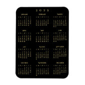 Zwart Goud Volledig Jaar 2025 Kalender Koelkast Ke Magneet (Verticaal)