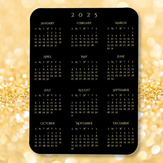 Zwart Goud Volledig Jaar 2025 Kalender Koelkast Ke Magneet