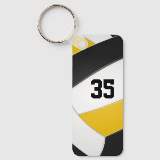 Zwart goud volleybal team kleuren kinder naam sleutelhanger (Voorkant)