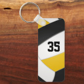 Zwart goud volleybal team kleuren kinder naam sleutelhanger (Voorkant)