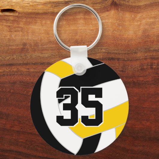 Zwart goud volleybal team kleuren sleutelhanger (Voorkant)