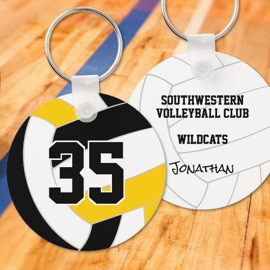 Zwart goud volleybal team kleuren sleutelhanger