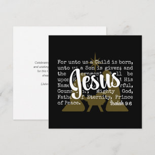 Zwart Goud VOOR ONS IS JESUS Kerstmis Feestdagenkaart