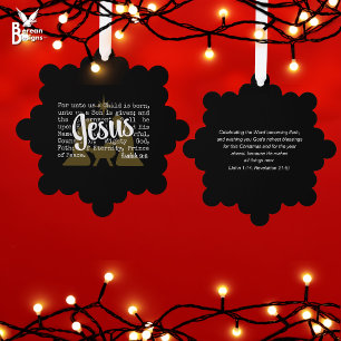 Zwart Goud VOOR ONS IS JESUS Kerstmis Ornament Kaart