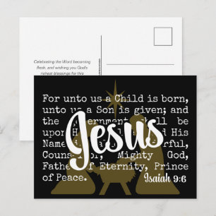 Zwart Goud VOOR ONS JESUS Kerstmis Feestdagenkaart