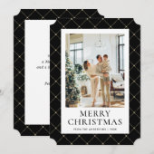 Zwart Goud Vrolijke Kerstfoto Feestdagenkaart (Voorkant / Achterkant)