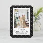 Zwart Goud Vrolijke Kerstfoto Feestdagenkaart (Staand voorkant)