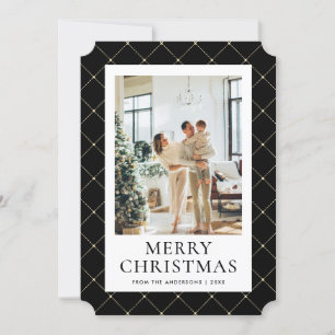 Zwart Goud Vrolijke Kerstfoto Feestdagenkaart