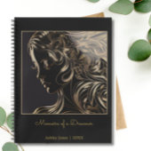 Zwart Goud Vrouw Line Art Memoires van een dromer Notitieboek