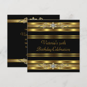 Zwart Goud Vrouwen 50ste Verjaardagsfeest Kaart (Voorkant / Achterkant)
