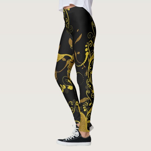 Zwart/Goud Vrouwen Leggings (Links)