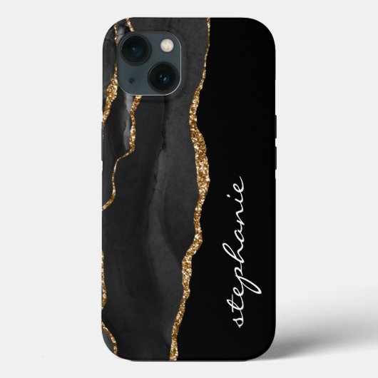 Zwart Goud Waterverf Agate Persoonlijk Case-Mate iPhone Case (Achterkant)