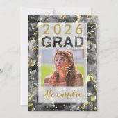 Zwart Goud Waterverf Art 2025 Foto Afstuderen Kaart (Voorkant)