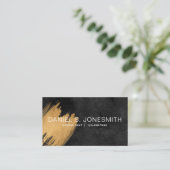 Zwart Goud Waterverf Brush Stroke Visitekaartje (Staand voorkant)