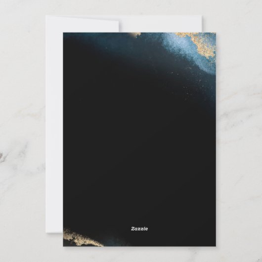 Zwart Goud | Waterverf Glanzend Nieuwjaarsfeest Feestdagenkaart (Achterkant)