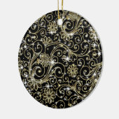 Zwart & Goud wervelingen Keramisch Ornament (Links)