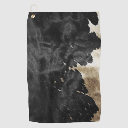 Zwart Goud Western Koeienhuid Golfhanddoek (Voorkant)