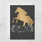 Zwart Goud Western Paard Bloemen Charra Quinceañer Kaart (Achterkant)