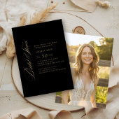 Zwart & Goud Whimsy Script Vrijgezellenfeest Foto Kaart