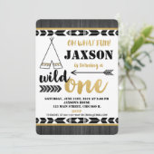 Zwart goud Wilde 1 1e verjaardag uitnodiging (Staand voorkant)