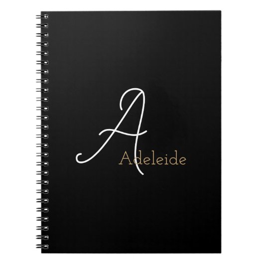Zwart & Goud Wispelturig Monogram Notitieboek (Voorkant)