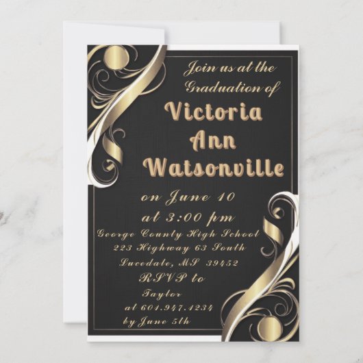 Zwart Goud Wit Afstuderen 2025 Kaart (Achterkant)