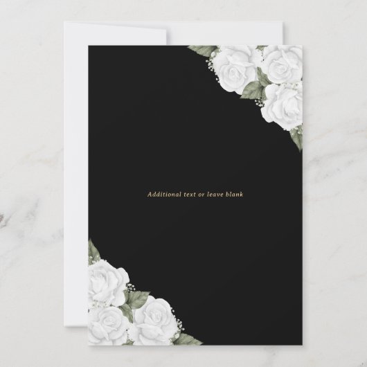 Zwart Goud Wit Bloemen Memorial Service Foto Kaart (Achterkant)