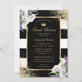 Zwart Goud Wit Calla Lily Sweet 16 Verjaardag Kaart (Voorkant)