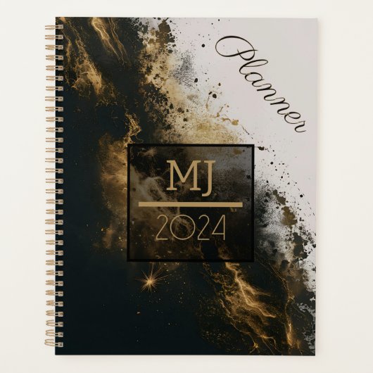 ZWART GOUD WIT ELEGANTE GLAMOUR GLITTER Planner (Voorkant)