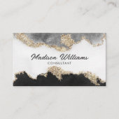  Zwart Goud Wit Grijs Professional Visitekaartje (Voorkant)
