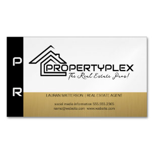 Zwart Goud Wit   Huis Logo Magnetisch Visitekaartje