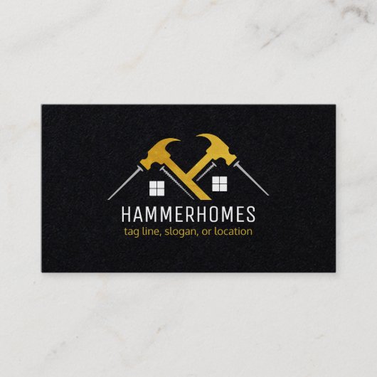 Zwart Goud Wit Huis Reparatie Gereedschap Visiteka Visitekaartje (Voorkant)