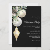 Zwart goud wit kerstballen bedrijf kerstfeest kaart (Voorkant)