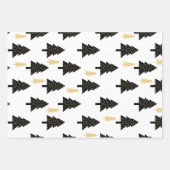 Zwart Goud Wit Kerstboom Vakantie Patroon Inpakpapier Vel (Voorkant 3)