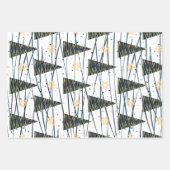 Zwart Goud Wit Kerstboom Vakantie Patroon Inpakpapier Vel (Voorkant 2)