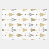 Zwart Goud Wit Kerstboom Vakantie Patroon Inpakpapier Vel (Voorkant)