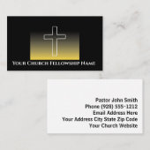 Zwart Goud Wit Kruis Omtrek Kerk Pastor Visitekaartje (Voorkant / Achterkant)