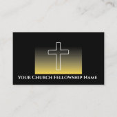 Zwart Goud Wit Kruis Omtrek Kerk Pastor Visitekaartje (Voorkant)