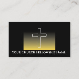 Zwart Goud Wit Kruis Omtrek Kerk Pastor Visitekaartje