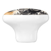 zwart goud wit luipaard dier keramische knop (Zijkant)