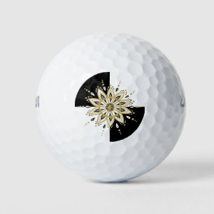 Zwart goud & wit mandala geometrisch ontwerp golfballen